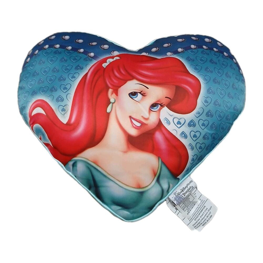 Vtg Disney Parks Ariel Little Mermaid Heart Pillow 15"x13" Disneyland WDW Resort